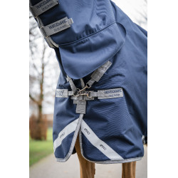 Couverture Horseware Amigo 1200D Integrated Turnout 0g Marine / gris titane / argent Bleu marine