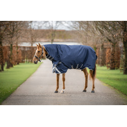 Couverture Horseware Amigo 1200D Integrated Turnout 0g Marine / gris titane / argent Bleu marine
