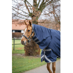 Couverture Horseware Amigo 1200D Integrated Turnout 150g Marine / gris titane / argent Bleu marine