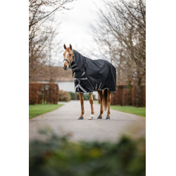 Couverture Horseware Amigo 1200D Integrated Turnout 150g Noir / gris titane / argent