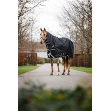 Couverture Horseware Amigo 1200D Integrated Turnout 150g Noir / gris titane / argent