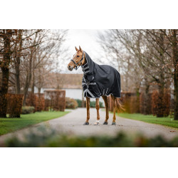 Couverture Horseware Amigo 1200D Integrated Turnout 250g Noir / gris titane / argent