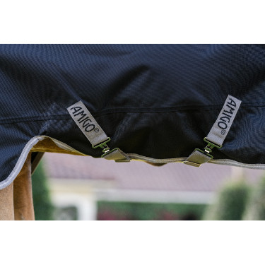 Couverture Horseware Amigo 1200D Poney Turnout 50g Noir / gris titane / argent