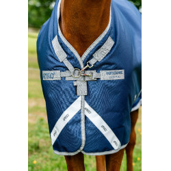 Couverture Horseware Amigo 1200D Turnout 0g Marine / gris titane / argent Bleu marine