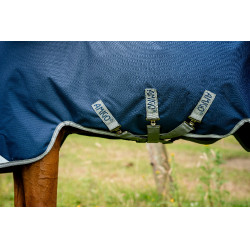 Couverture Horseware Amigo 1200D Turnout 0g Marine / gris titane / argent Bleu marine