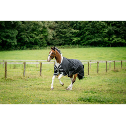 Couverture Horseware Amigo 1200D Turnout 0g Noir / gris titane / argent Couverture Horseware Amigo 1200D Turnout 0g Noir / gris titane / argent