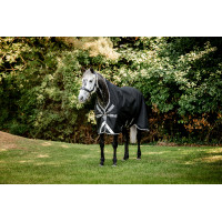 Couverture Horseware Amigo 1200D Wug Turnout 150g Noir / gris titane / argent