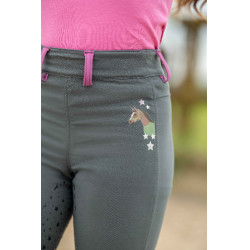 Legging HKM Pony Dream II fond 1/1 en silicone Gris vert