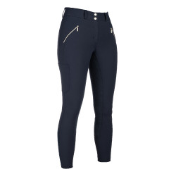 Pantalon HKM Lia taille haute fond 1/1 en Alos Bleu foncé