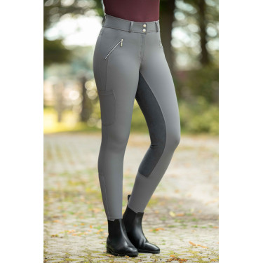 Pantalon HKM Lia taille haute fond 1/1 en Alos Gris Pantalon HKM Lia taille haute fond 1/1 en Alos Gris
