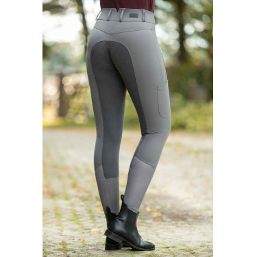 Pantalon HKM Lia taille haute fond 1/1 en Alos Gris Pantalon HKM Lia taille haute fond 1/1 en Alos Gris