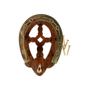 Porte-brides fer à cheval HKM en bois et laiton Porte-brides fer à cheval HKM en bois et laiton