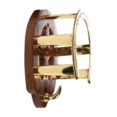 Porte-brides fer à cheval HKM en bois et laiton Porte-brides fer à cheval HKM en bois et laiton