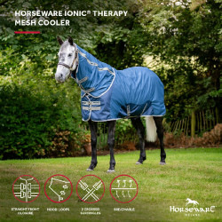 Couverture Horseware Ionic Therapy Mesh Cooler Bleu imperial / argent / marine Couverture Horseware Ionic Therapy Mesh Cooler Bleu imperial / argent / marine