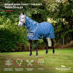 Couverture Horseware Ionic Therapy Mesh Cooler Bleu imperial / argent / marine Couverture Horseware Ionic Therapy Mesh Cooler Bleu imperial / argent / marine
