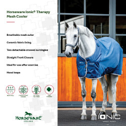 Couverture Horseware Ionic Therapy Mesh Cooler Bleu imperial / argent / marine Couverture Horseware Ionic Therapy Mesh Cooler Bleu imperial / argent / marine