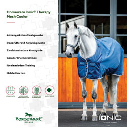 Couverture Horseware Ionic Therapy Mesh Cooler Bleu imperial / argent / marine Couverture Horseware Ionic Therapy Mesh Cooler Bleu imperial / argent / marine