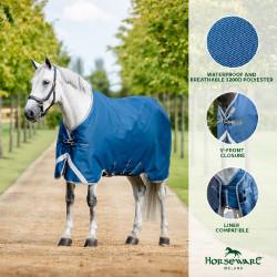 Couverture Horseware Ionic Therapy Turnout 100g Bleu imperial / argent / marine