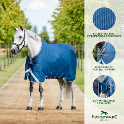Couverture Horseware Ionic Therapy Turnout 100g Bleu imperial / argent / marine