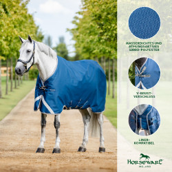 Couverture Horseware Ionic Therapy Turnout 100g Bleu imperial / argent / marine