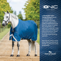Couverture Horseware Ionic Therapy Turnout 100g Bleu imperial / argent / marine