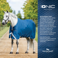 Couverture Horseware Ionic Therapy Turnout 100g Bleu imperial / argent / marine