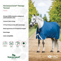 Couverture Horseware Ionic Therapy Turnout 100g Bleu imperial / argent / marine