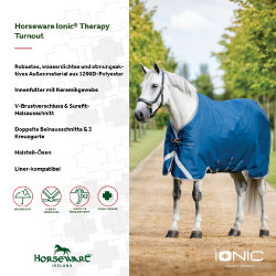 Couverture Horseware Ionic Therapy Turnout 100g Bleu imperial / argent / marine