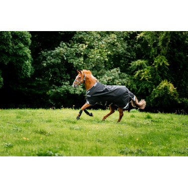 Couverture Horseware Rambo 1680D Turnout 0g Noir / orage / gris argent Couverture Horseware Rambo 1680D Turnout 0g Noir / orage / gris argent