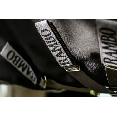 Couverture Horseware Rambo 1680D Turnout 100g Noir / orage / gris argent Couverture Horseware Rambo 1680D Turnout 100g Noir / orage / gris argent