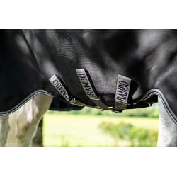 Couverture Horseware Rambo 1680D Turnout 250g VL Noir / orage / gris argent