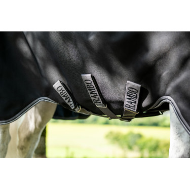 Couverture Horseware Rambo 1680D Turnout 250g VL Noir / orage / gris argent