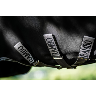 Couverture Horseware Rambo 1680D Turnout 250g VL Noir / orage / gris argent