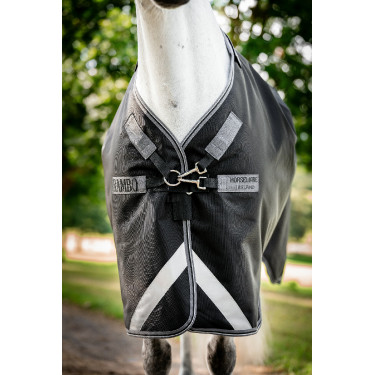 Couverture Horseware Rambo 1680D Turnout 250g VL Noir / orage / gris argent