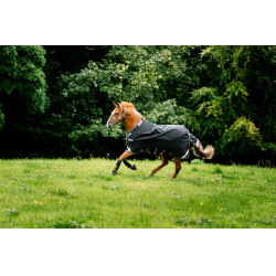 Couverture Horseware Rambo 1680D Turnout 250g VL Noir / orage / gris argent