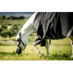 Couverture Horseware Rambo 1680D Turnout 250g VL Noir / orage / gris argent