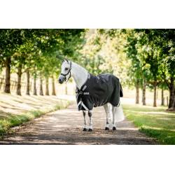 Couverture Horseware Rambo 1680D Turnout 50g Noir / orage / gris argent
