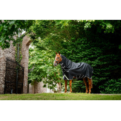 Couverture Horseware Rambo 1680D Turnout Plus 100g Noir / orage / gris argent