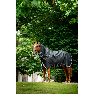 Couverture Horseware Rambo 1680D Turnout Plus 100g Noir / orage / gris argent
