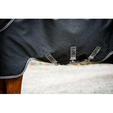 Couverture Horseware Rambo 1680D Turnout Plus 100g Noir / orage / gris argent