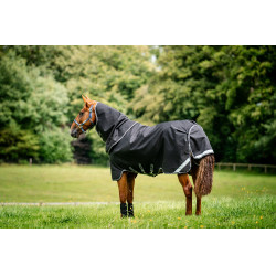 Couverture Horseware Rambo 1680D Turnout Plus 100g Noir / orage / gris argent