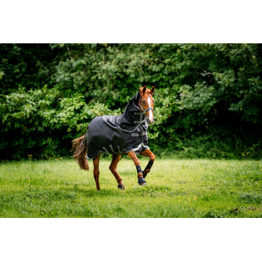 Couverture Horseware Rambo 1680D Turnout Plus 100g Noir / orage / gris argent