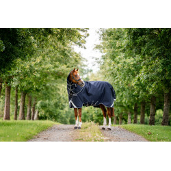 Couverture Horseware Rambo 1680D Turnout Plus 100g Marine / orage / gris argent Bleu marine