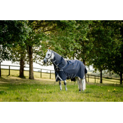 Couverture Horseware Rambo 1680D Turnout Plus 100g Marine / orage / gris argent Bleu marine