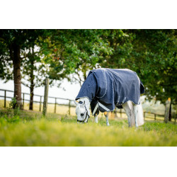 Couverture Horseware Rambo 1680D Turnout Plus 100g Marine / orage / gris argent Bleu marine