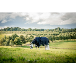 Couverture Horseware Rambo 1680D Turnout Plus 100g Marine / orage / gris argent Bleu marine