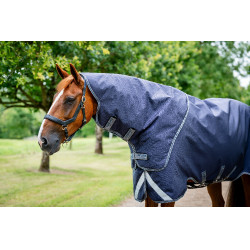Couverture Horseware Rambo Duo Ripstop Plus Turnout Bundle (100g + 100g + 200g) 1000D Marine / orage / gris argent Bleu marine