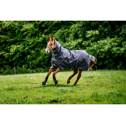 Couverture Horseware Rambo Duo Ripstop Plus Turnout Bundle (100g + 100g + 200g) 1000D Marine / orage / gris argent Bleu marine