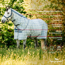 Couvre-cou anti-mouches Horseware Newmarket Marine witney Bleu marine