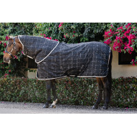 Couvre-cou d'écurie Horseware Rhino 100g Noir / carreaux blanc gris